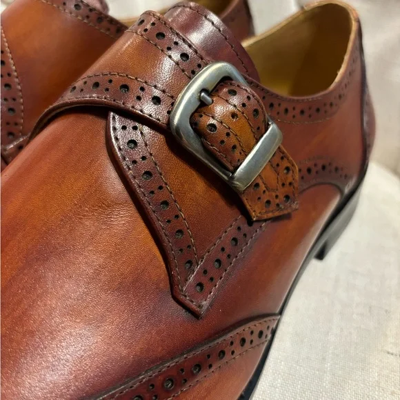 BRAND NEW, NEVER WORN Brogue Monk Strap dress shoes. - Picture 5 of 5